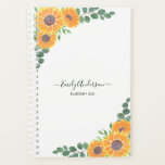 Custom Name Sunflowers Eucalyptus 2023 Planner<br><div class="desc">This floral Planner is decorated with watercolor yellow sunflowers and eucalyptus greenery.
You can personalise it by adding your name,  monogram,  and year.
Because we create our own artwork you won't find this exact image from other designers.
Original Watercolor © Michele Davies.</div>