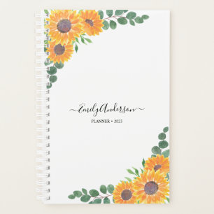 Custom Name Sunflowers Eucalyptus 2023 Planner