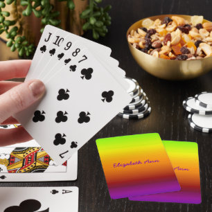 Custom Name Sunset Horizon Green Orange Purple Playing Cards