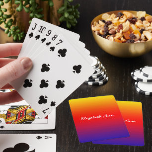 Custom Name Sunset Horizon Yellow Orange Red Blue Playing Cards
