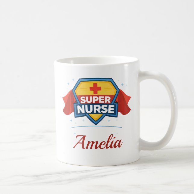 Custom Name Super Nurse Coffee Mug Gift (Right)