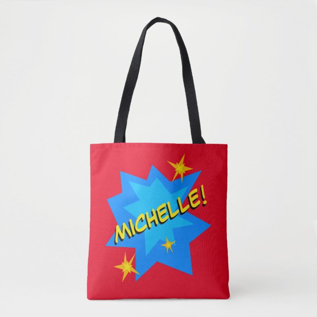 Custom Name Superhero Tote Bag (Front)