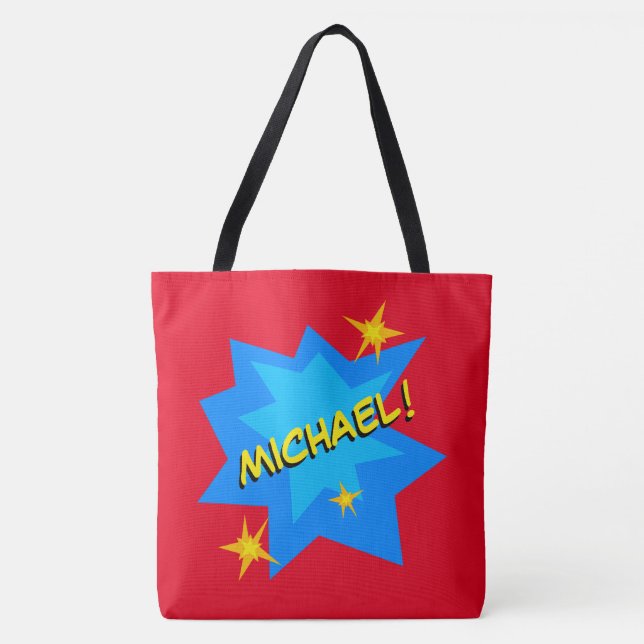 Custom Name Superhero Tote Bag (Front)