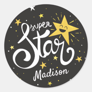 Custom name Superstar Classic Round Sticker
