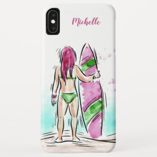 Custom name Surfer Girl phone cases