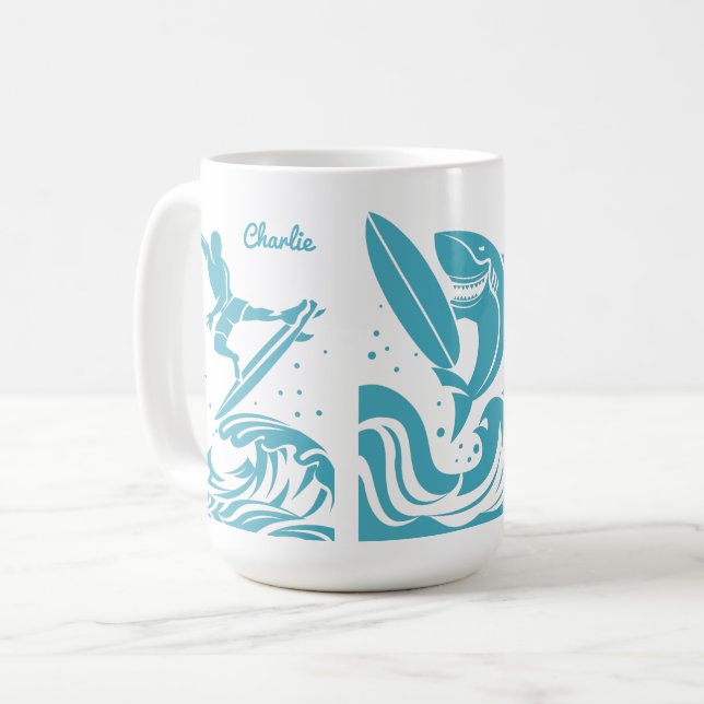 Custom Name Surfer mugs (Front Left)