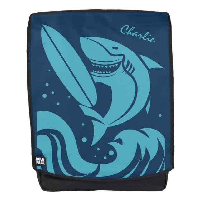 Custom Name Surfer Shark backpack (Front)