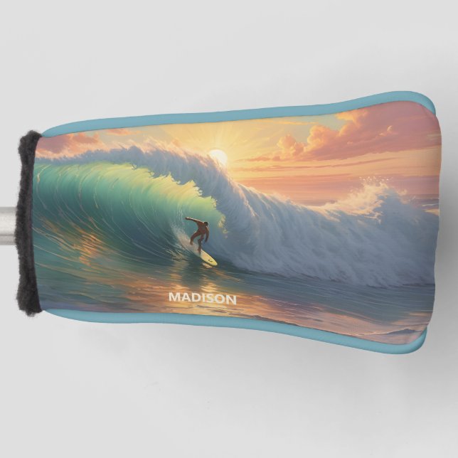 Custom Name Surfing Golf Head Cover (Front)