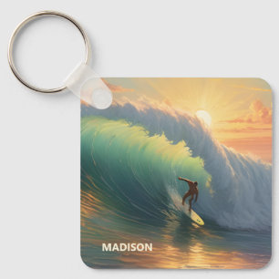 Custom Name Surfing Key Ring