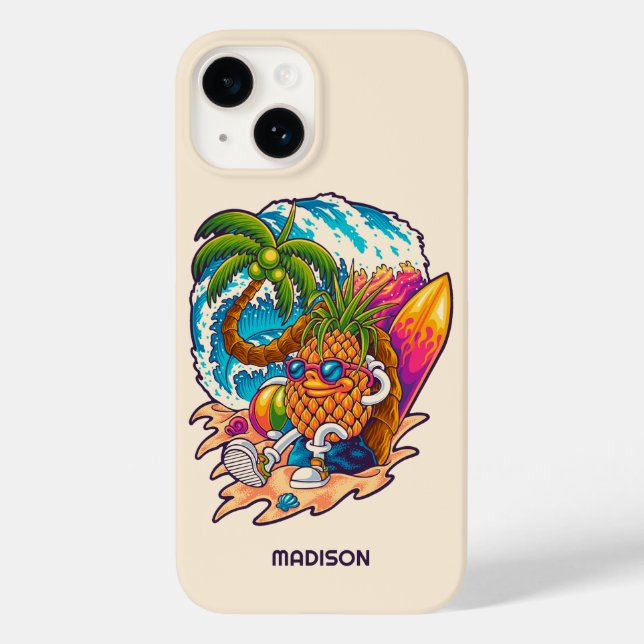 Custom Name Surfing Pineapple Case-Mate iPhone Case (Back)