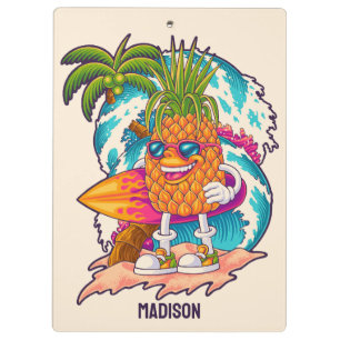 Custom Name Surfing Pineapple Clipboard