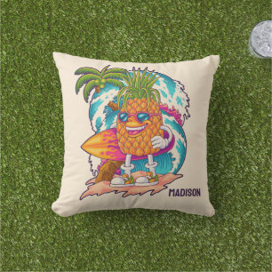 Custom Name Surfing Pineapple Cushion