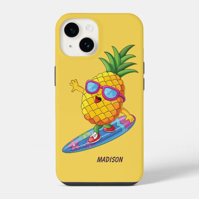 Custom Name Surfing Pineapple iPhone Case (Back)