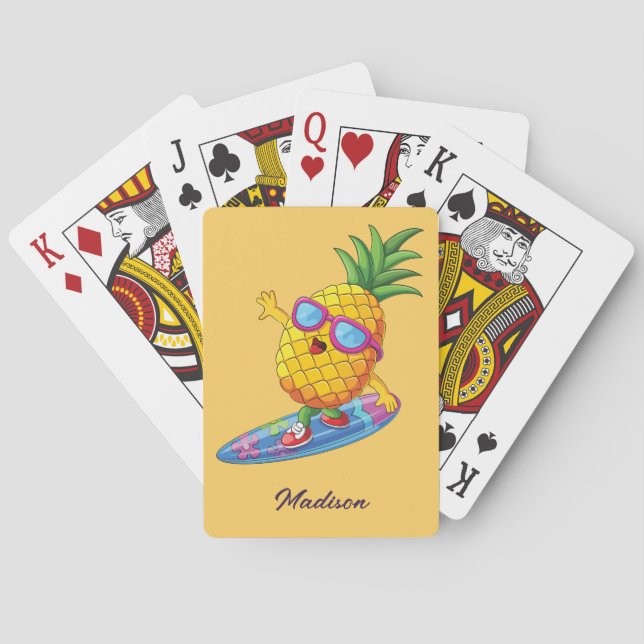 Custom Name Surfing Pineapple Playing Cards (Back)