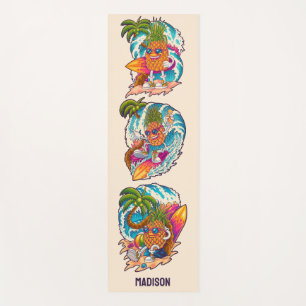 Custom Name Surfing Pineapple Yoga Mat