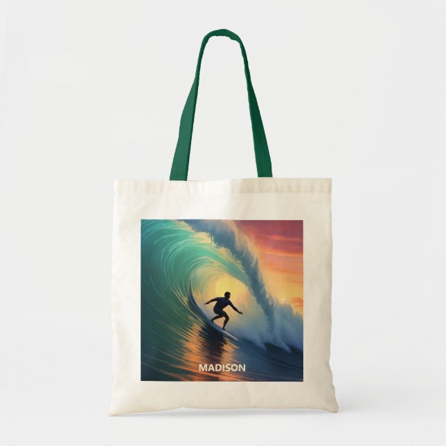 Custom Name Surfing Tote Bag (Front)