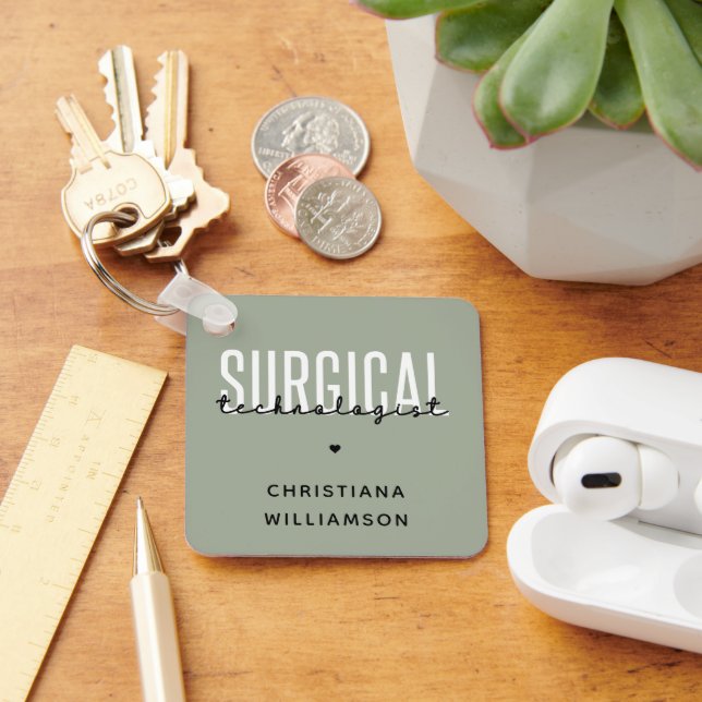 Custom Name Surgical Technologist Med Surg Tech Key Ring (Desk)
