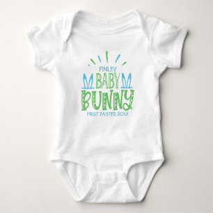 Custom NAME Sweet Baby Bunny First Easter Eggs Bodysuit