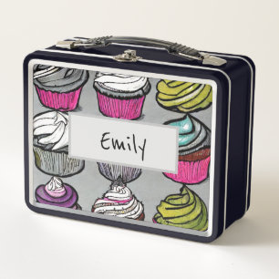 Custom Name Sweets N' Treats Cupcake  Metal Lunch Box