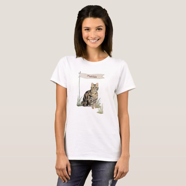 Custom Name Tabby Cat Pet T-Shirt (Front Full)