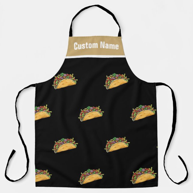 Custom Name Taco Aprons, Tex-max Foodie Taco Apron (Front)