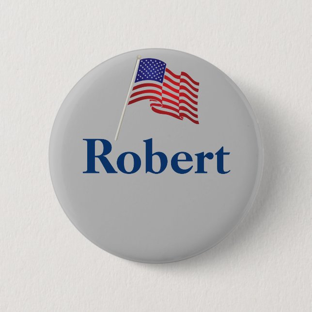 Custom Name Tag Text Patriotic Badge Pinback (Front)