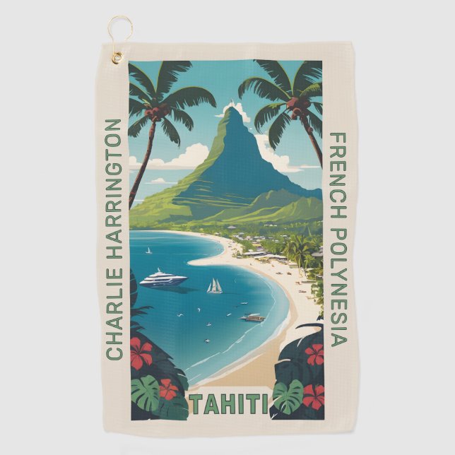 Custom Name Tahiti Golf Towel (Front)