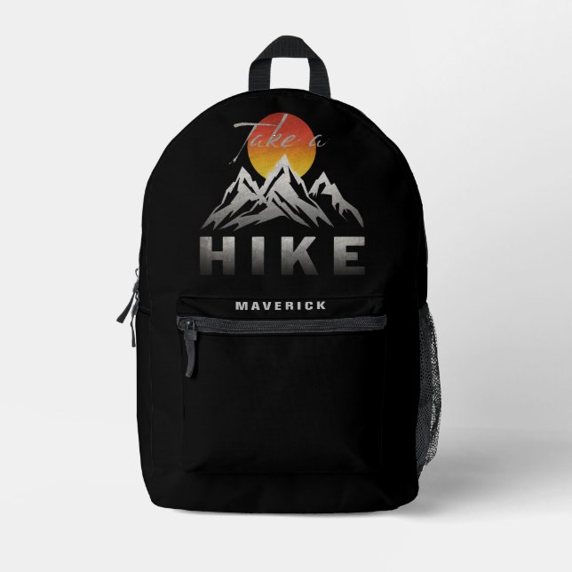 Custom Name Take A Hike Camping Mountaineer Printed Backpack (Front)
