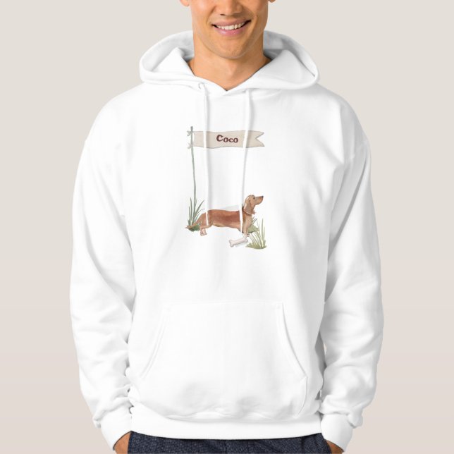 Custom Name Tan Dachshund Pet Dog Hoodie (Front)