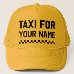 Custom Name Taxi Hat   Funny Retro Trucker Cap