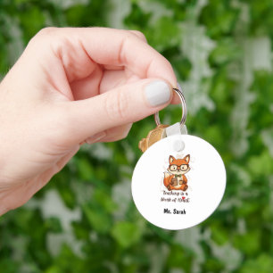 Custom Name Teacher Appreciation - Cute Fox  Key Ring