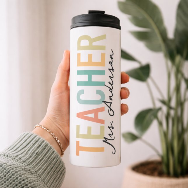 Custom Name Teacher Travel Mug Gift for Teachers (Personalized Teacher Cup Appreciation Graduation Gift, Teacher Gift Personalized Thermal Travel Mug)