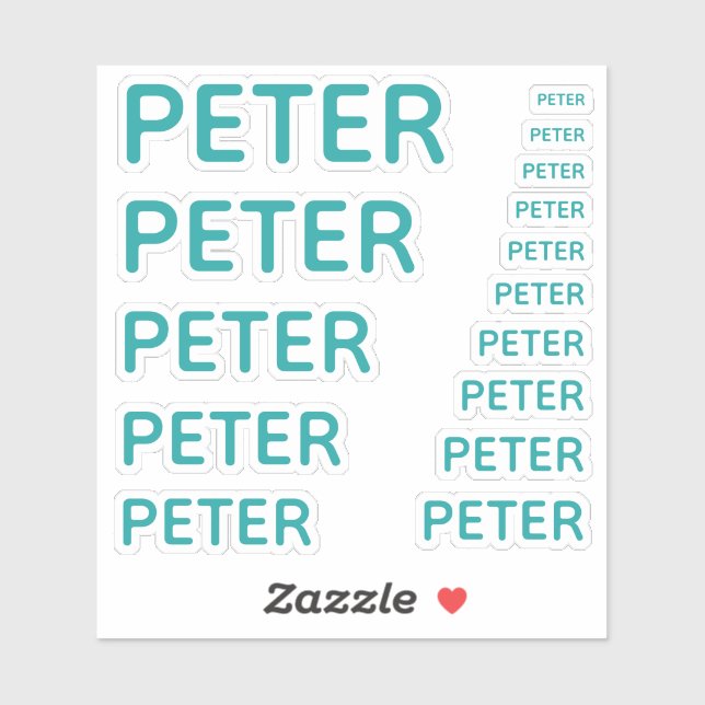 Custom Name Teal 15 Sizes Simple (Sheet)