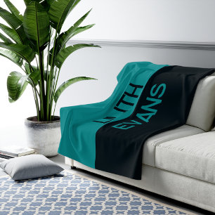 Custom Name Teal Cosy Blanket for Women and Kids 