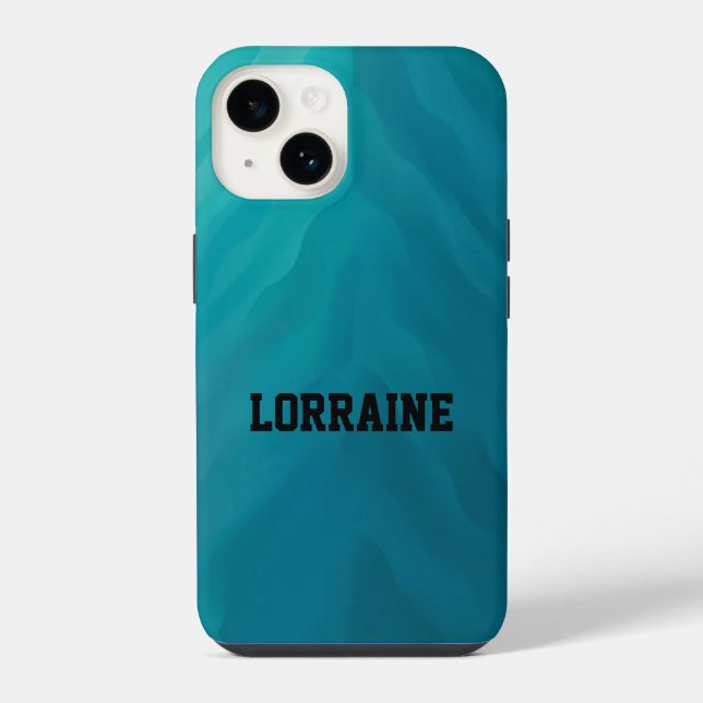 Custom name teal glass texture iPhone case (Back)