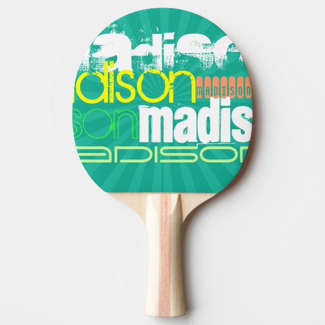 Custom Name Teal Green Ping Pong Paddle (Front)