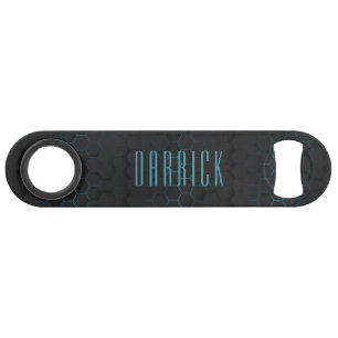 Custom Name Teal Polygon Bottle Opener
