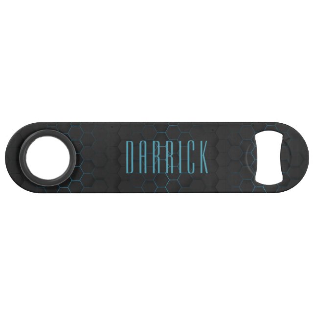 Custom Name Teal Polygon Bottle Opener (Front (Horizontal))