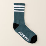 Custom Name Teal Team Tube Socks<br><div class="desc">Custom name dark teal team tube socks. Add any persons name for a special occasion or gift. Visit my shop for the entire sock collection.</div>