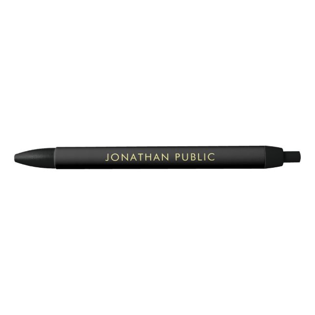 Custom Name Template Elegant Black And Gold Simple Ink Pen (Front)