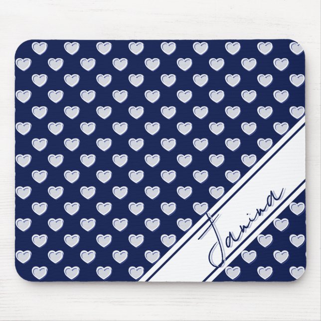 Custom Name Template Stylish Pattern Dark Blue Mouse Pad (Front)