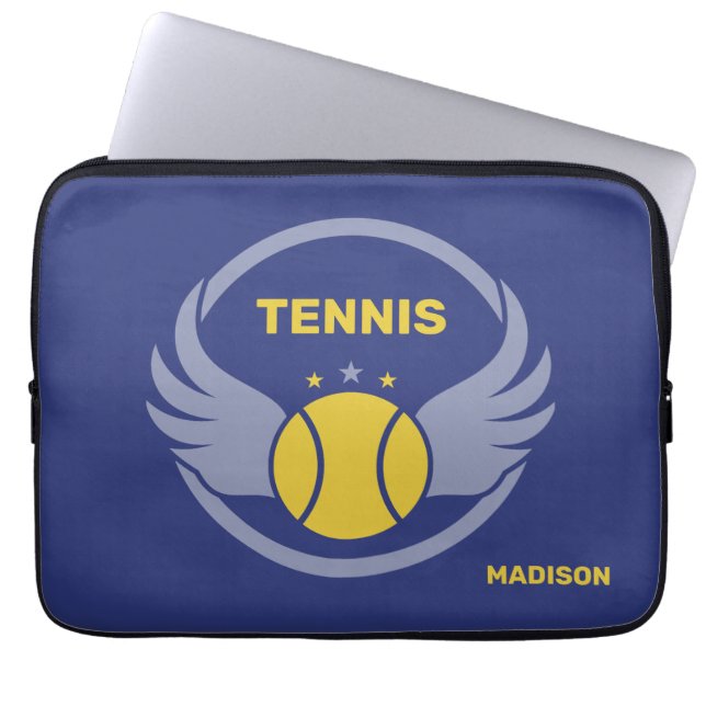 Custom Name Tennis Ball with Wings Laptop Sleeve (Front)