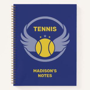 Custom Name Tennis Ball with Wings Notebook