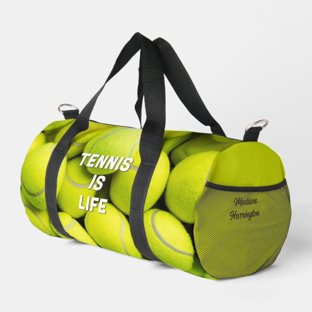 Custom Name Tennis Balls Duffle Bag (Right Corner)