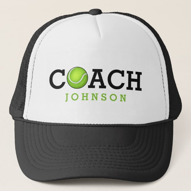 Custom Name Tennis Coach Trucker Hat (Front)