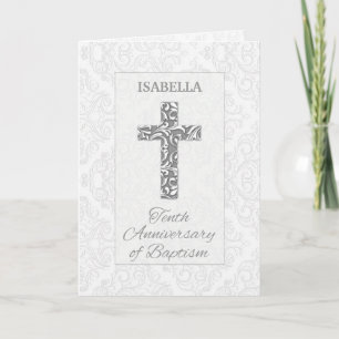 Custom Name Tenth Anniversary Baptism Blessings Card
