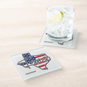 Custom Name Texas Glass Coaster