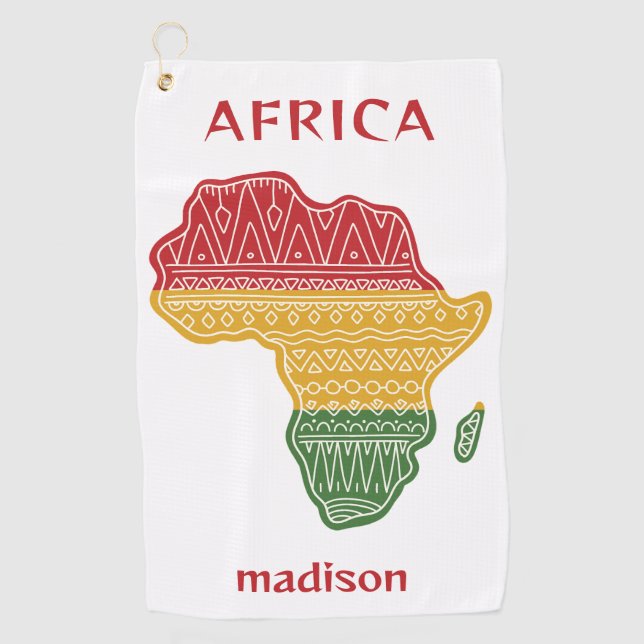 Custom Name & Text Africa Golf Towel (Front)