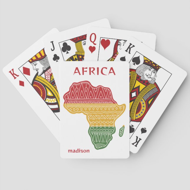 Custom Name & Text Africa Playing Cards (Back)