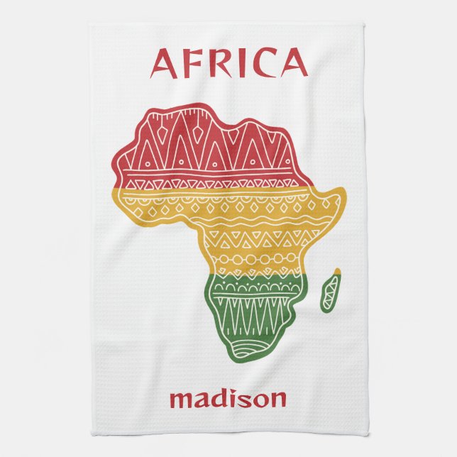 Custom Name & Text Africa Tea Towel (Vertical)